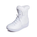 Women's black winter boots with 3cm platform and lace-up closure on water-resistant PU leather