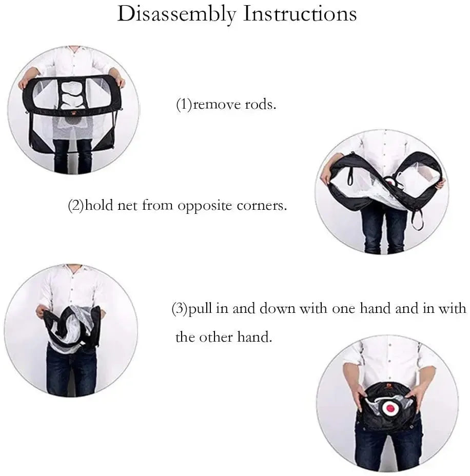 Black foldable golf chipping net with ball collection system, 67x86.5cm, 210D polyester pop-up design