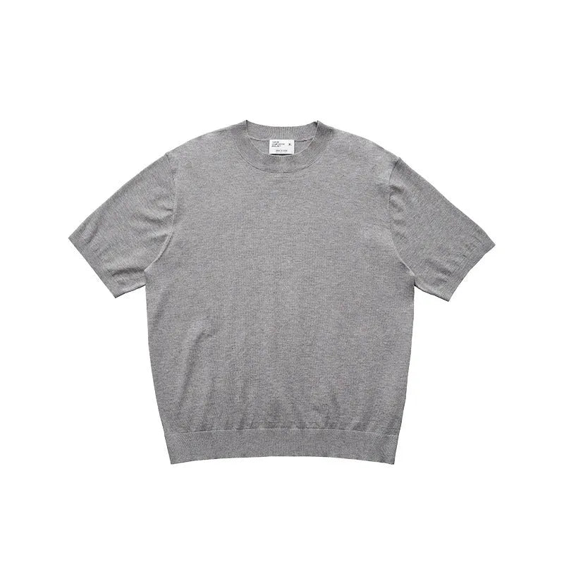 Fanio short-sleeved T-shirt with velvet texture on shoulders in black, grey, or off-white.