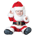 Christmas baby romper long sleeve unisex bodysuit in festive pattern, shown on a model in studio lighting