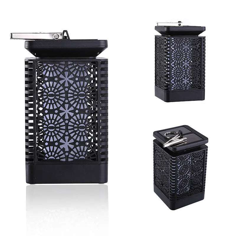 Solar garden light with flame lamp style for patio and balcony ambiance lighting