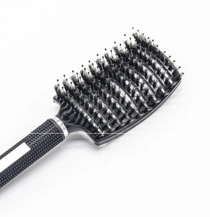 Detangling hairbrush with bristle and nylon teeth for effortless hair management and scalp massage