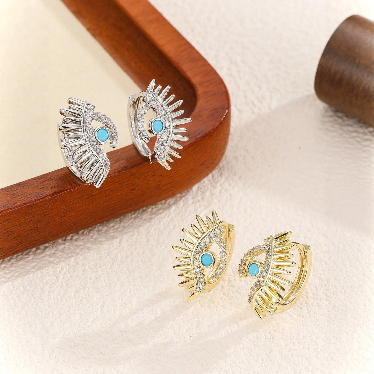 Simple Devil's Eye dangle drop earrings in alloy metal, available in Style1 and Style2