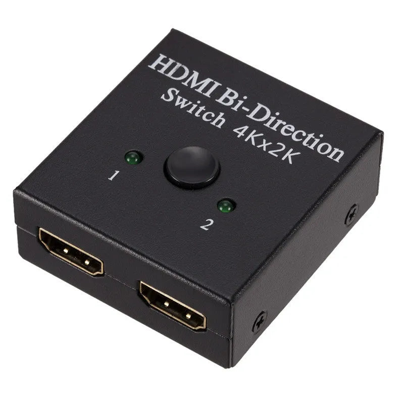 Black HDMI switcher 2 in 1 out HD 4K 2K expansion distributor with one-click switching