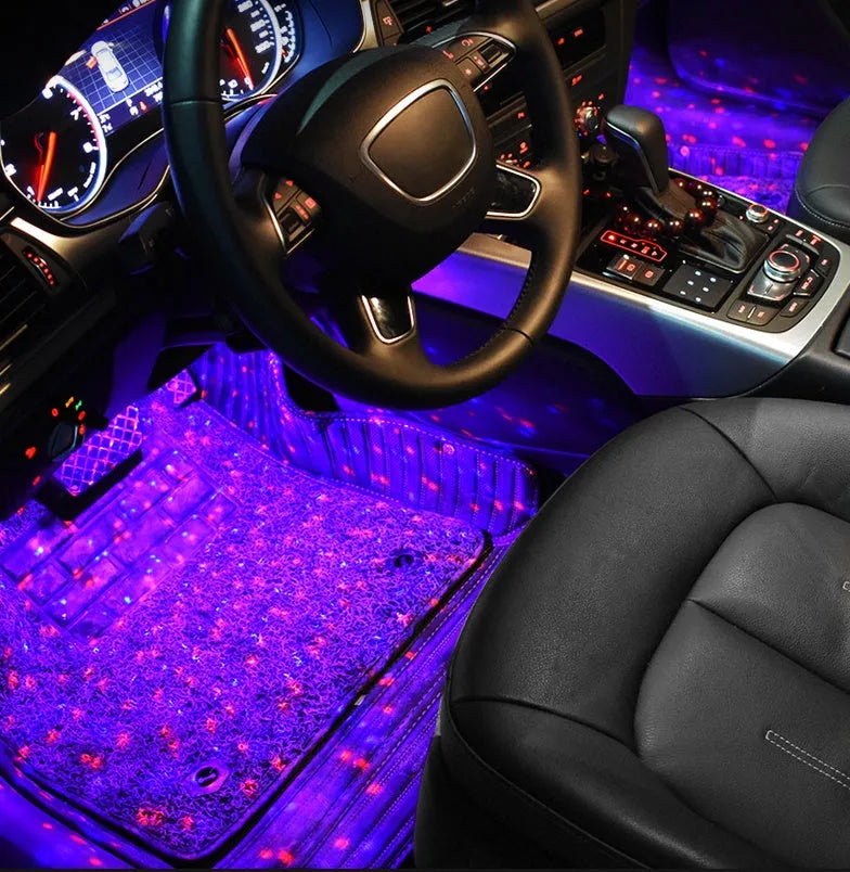 Colourful USB car interior LED atmosphere light for GM footwell, 133x30x19mm, PVC crystal lampshade