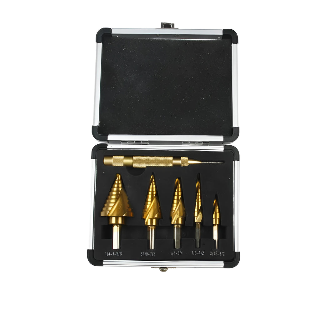 Gold coloured aluminium storage box with steel plate opening mechanism, shown with ruler indicating 58-80mm length.