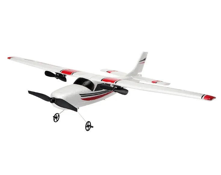 DIY Cessna 182 remote control glider in white and blue EPP foam with landing gear and remote control