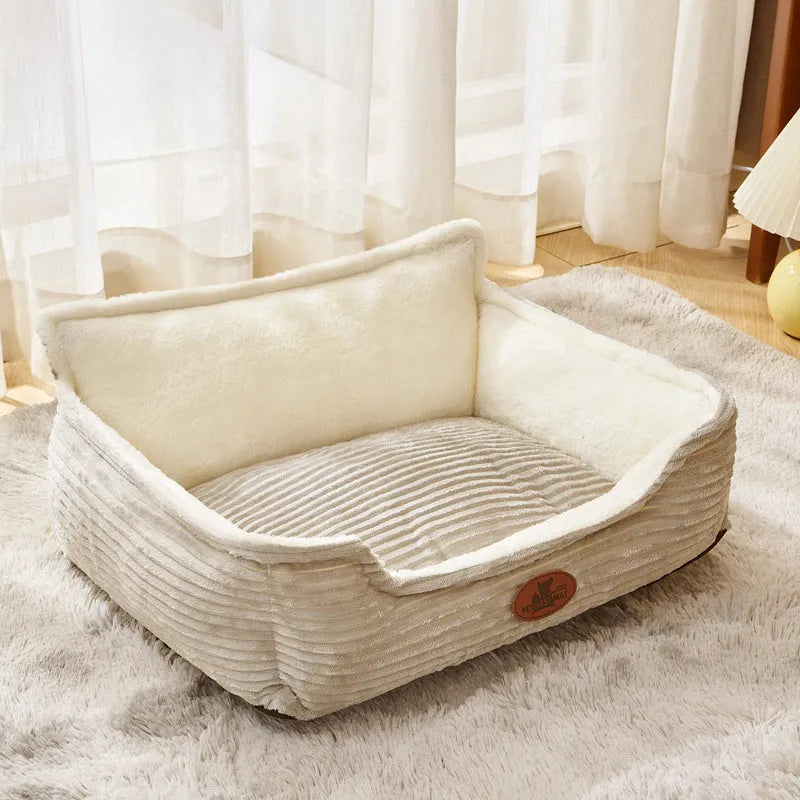 Washable four-season kennel bed for small and medium dogs and cats in coffee colour