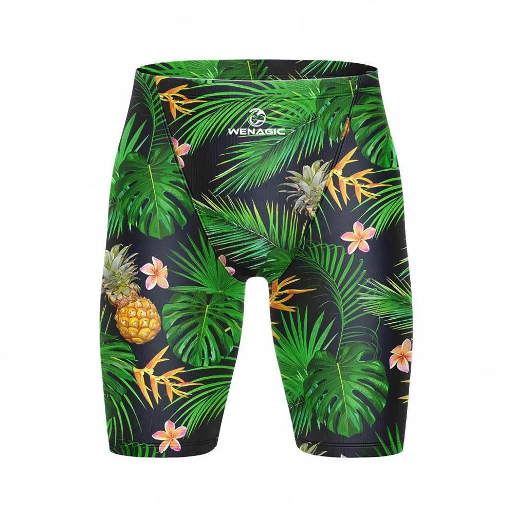 Men's Lycra swimming briefs in a solid colour, laid flat to show briefs style cut.