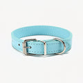 PU dog collar in coffee, sky blue, gold, green, or red, available in sizes S 1.0x30 and M 1.5x30