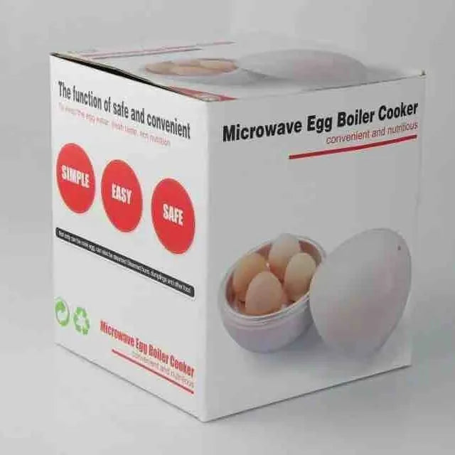 White microwave egg steamer boiler cooker with capacity for four eggs