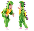 Green dinosaur performance costume for children available in sizes 90cm to 180cm