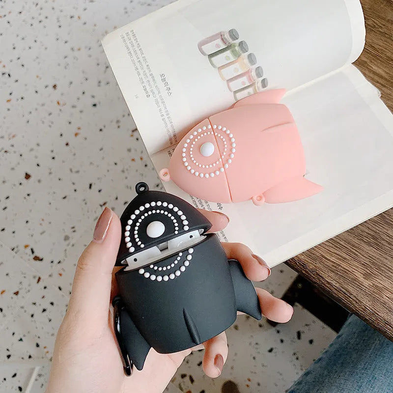 Pink silicone protective case for Apple AirPods 1 and 2 showing charging port access