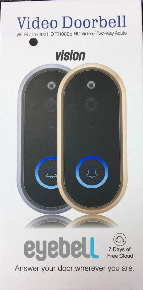 Silver wireless WiFi video doorbell with 1080P HD camera and infrared night vision for remote home monitoring