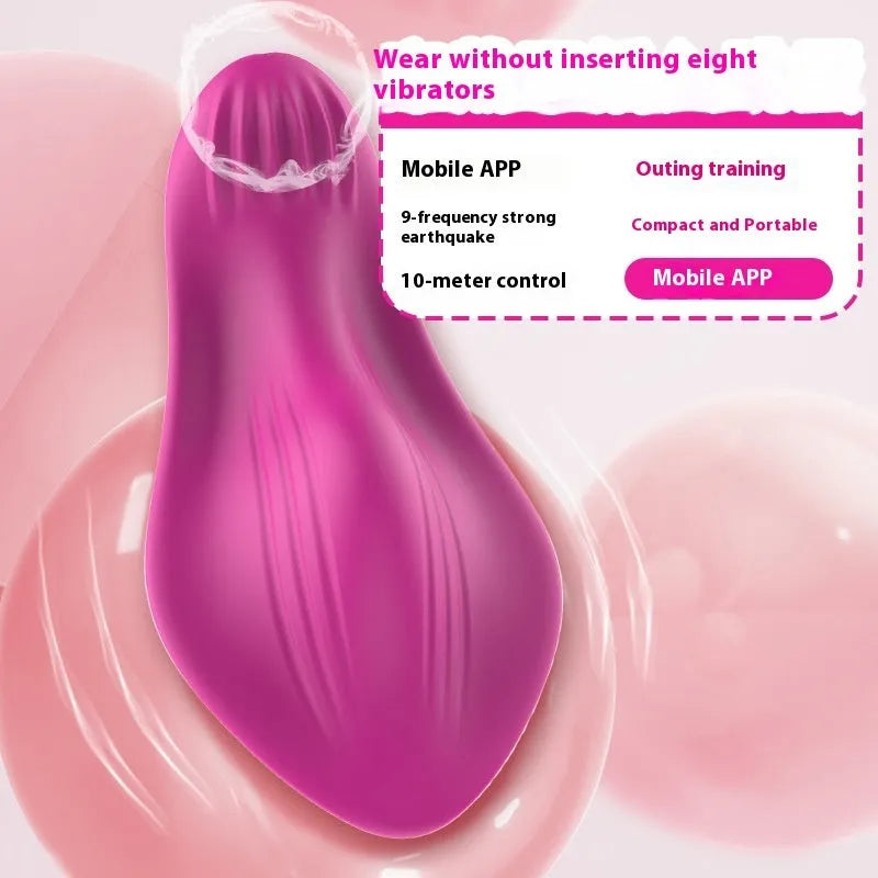 Rose red wearable vibrator with butterfly shape for external stimulation, smartphone APP remote control