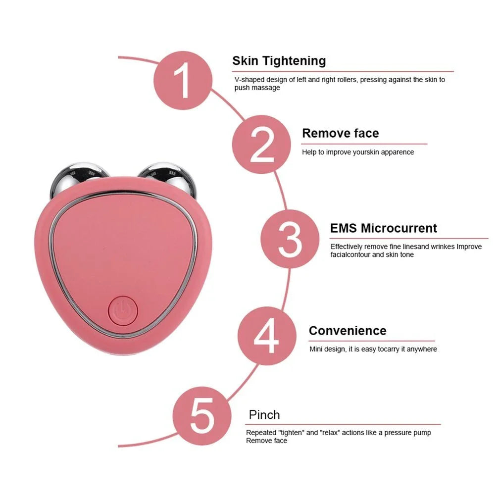 Micro-Current Facial Massager with Scraper Micro-Chain for Lifting, Firming, and Reducing Puffiness