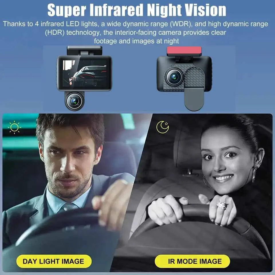 4 inch touch screen car dashcam with wide angle lens and night vision capability