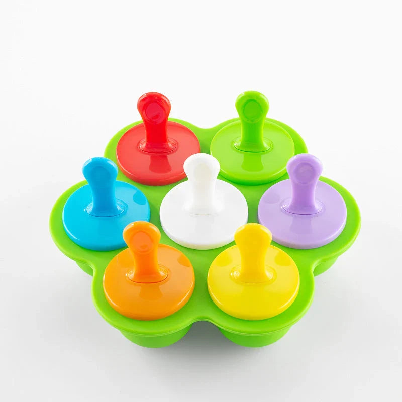 Silicone popsicle mold in various colors for making homemade ice cream, popsicles, and frozen treats