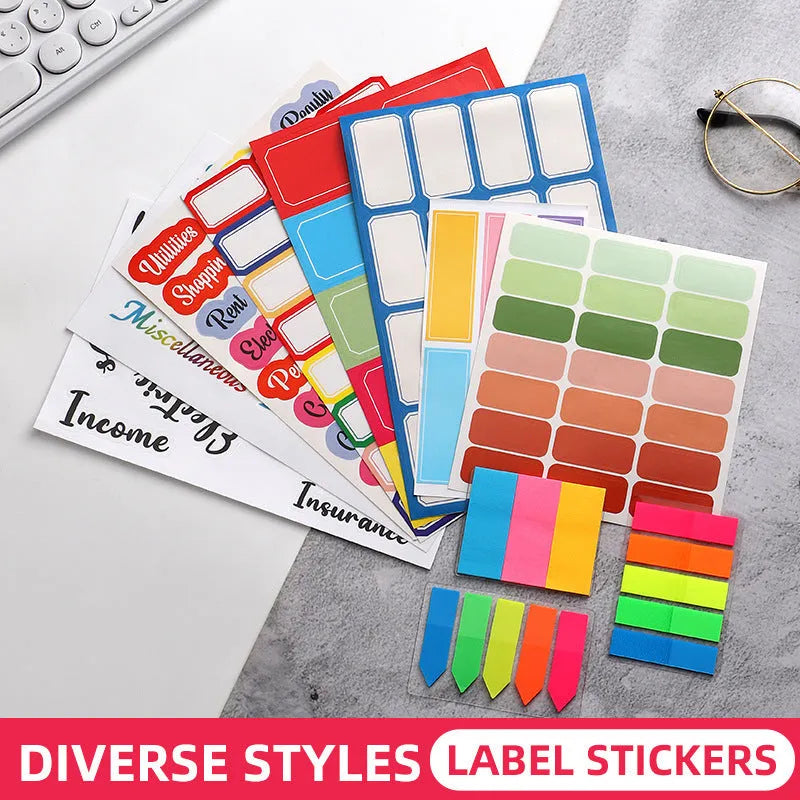 Handwritten label stickers in white German colour with grid designs and adhesive backing