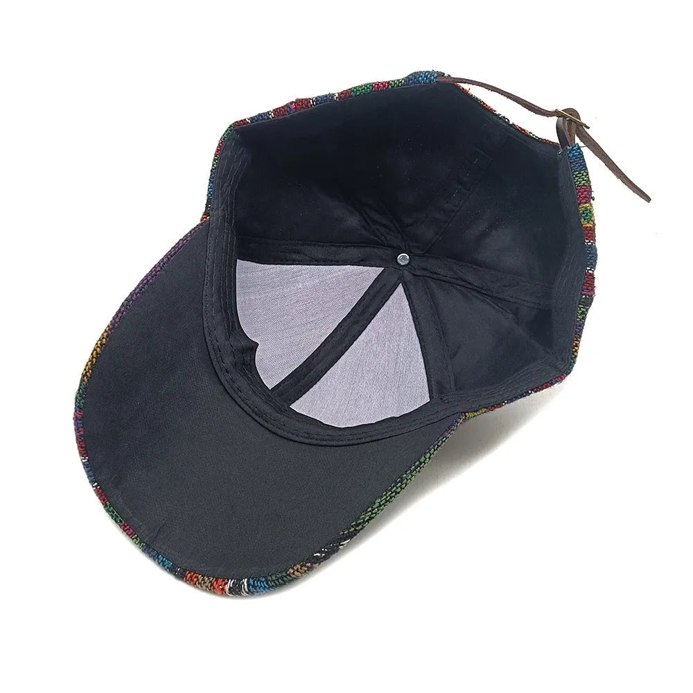 Women's bohemian-style dome crown baseball cap in a solid colour, shown from the side.