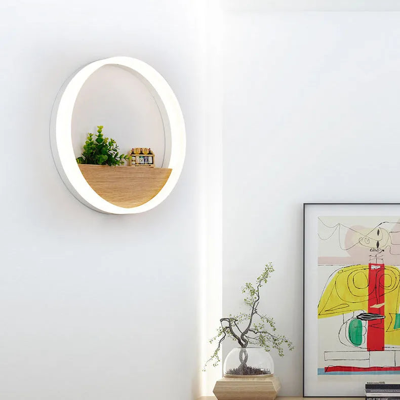 Modern LED wall lamp with acrylic shade in black finish, 200mm size, push-button switch, E14 base