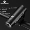 ROCKBROS R1 black aluminium alloy bicycle headlight with 400/800 lumen output and IPX6 waterproof rating