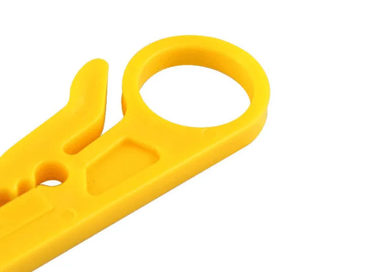 Yellow portable mini wire stripper tool with adjustable 0.6mm blade diameter.