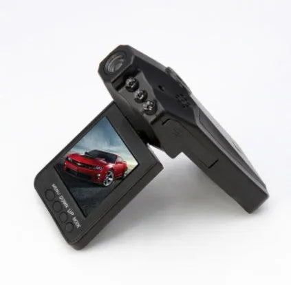 H198 HD six-light infrared car dash camera on a windshield with a 2.4-inch screen display.