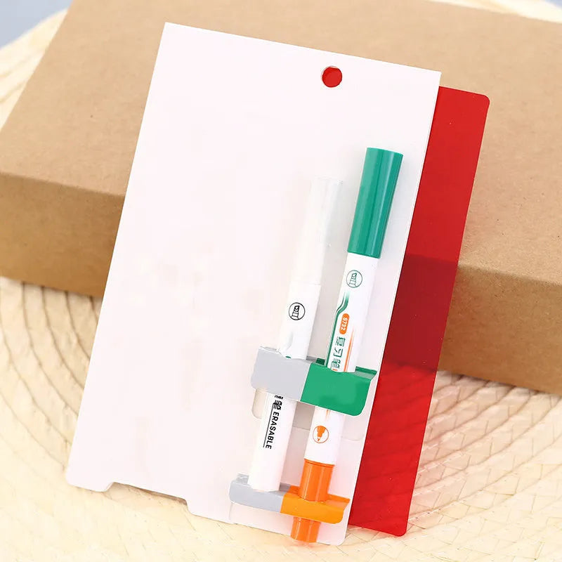 Green erasable highlighter pen set with built-in eraser in card packaging