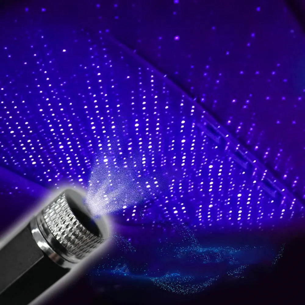 Purple LED star light for car roof with USB hose, designed for GM model vehicles.