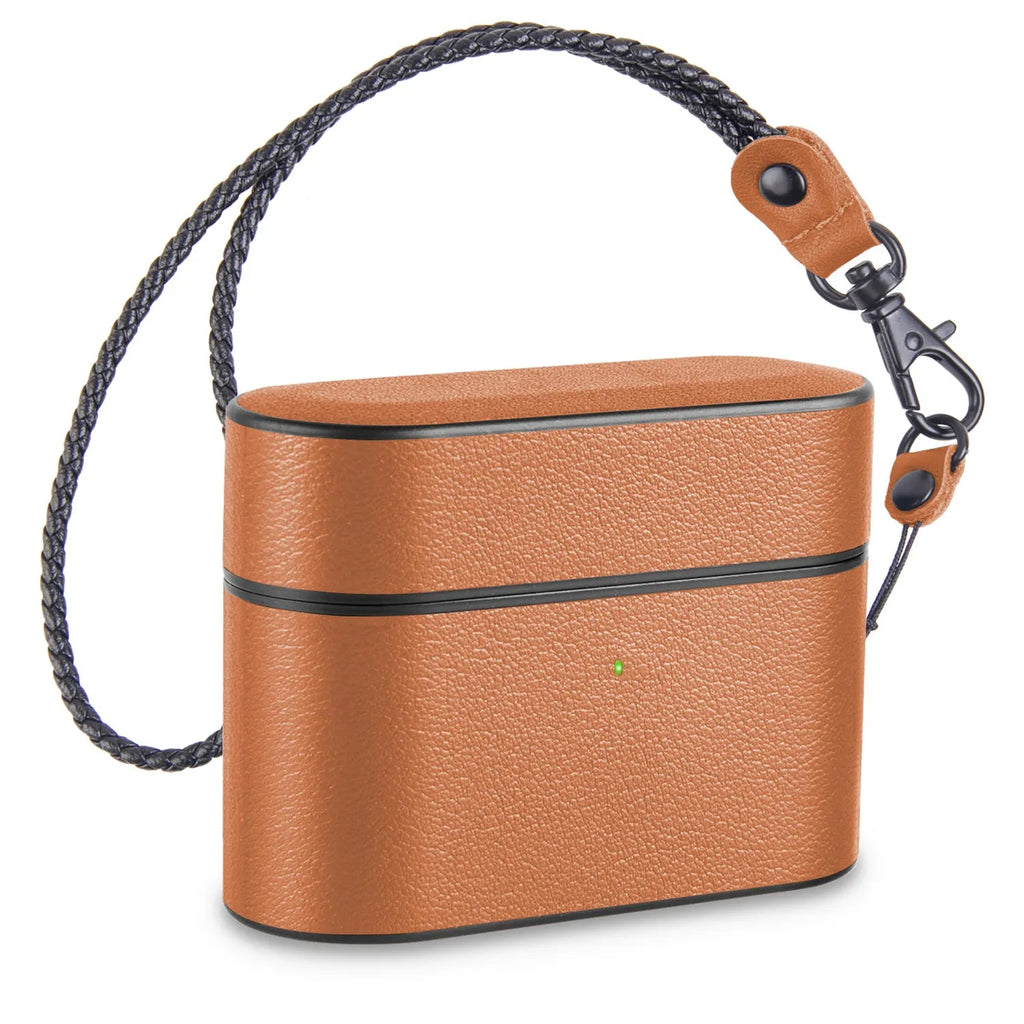 Leather protective cover for Apple Airpods Pro charging box in five colours with hand strap