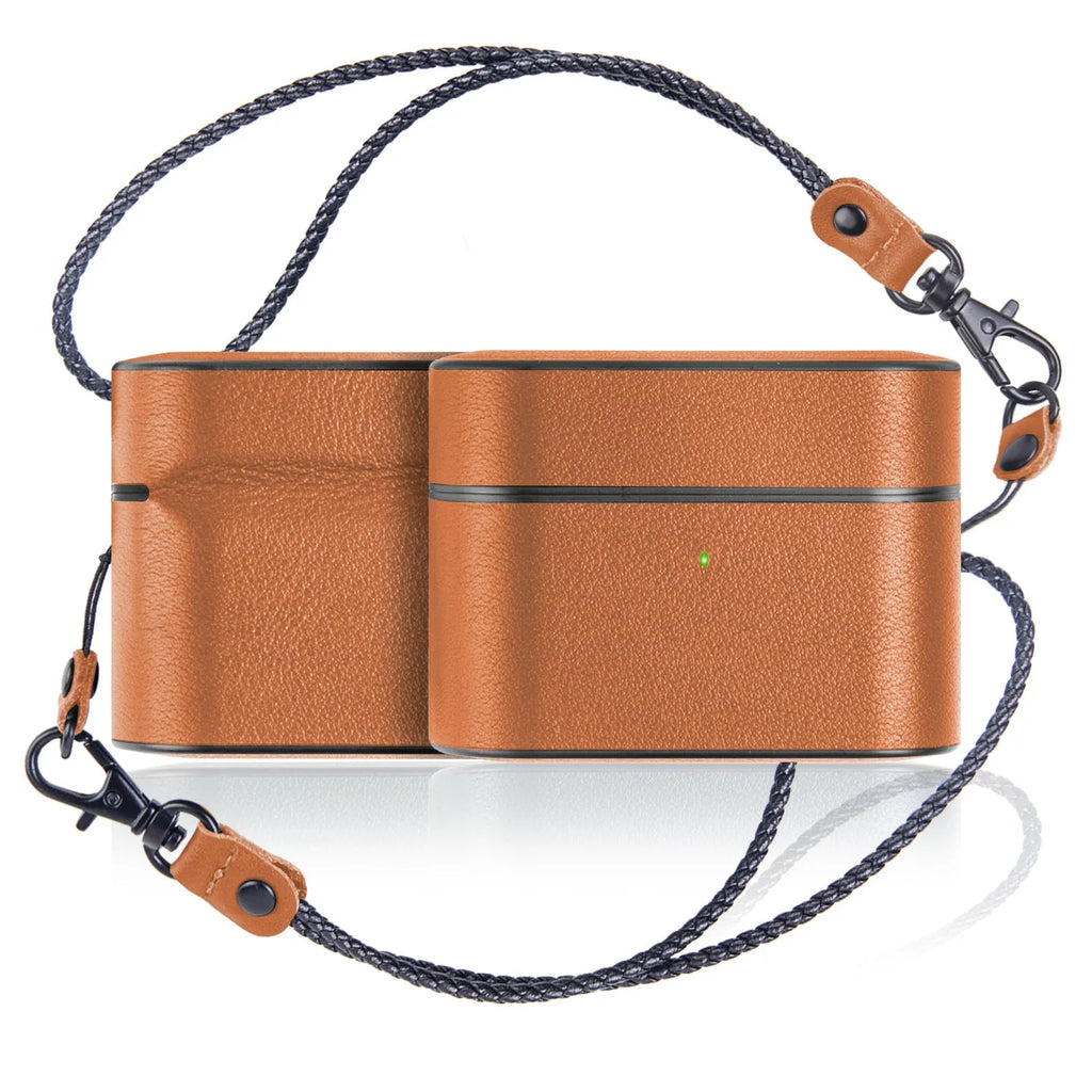 Leather protective cover for Apple Airpods Pro charging box in five colours with hand strap