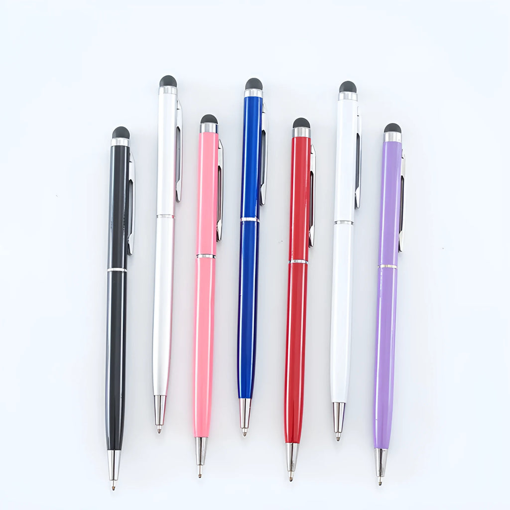 Rotating metal capacitive pen with 0.5mm tip for touch screens in seven colour options