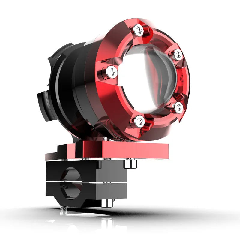 Red T6063 aluminium alloy motorcycle CNC auxiliary light accessory with Devil Eye design