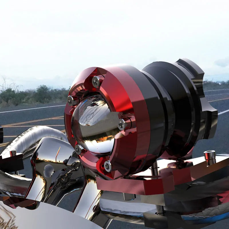 Red T6063 aluminium alloy motorcycle CNC auxiliary light accessory with Devil Eye design