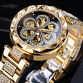 Forsining mechanical automatic ladies watch with 37mm round dial, titanium alloy strap, and rhinestone accents in rose gold colour
