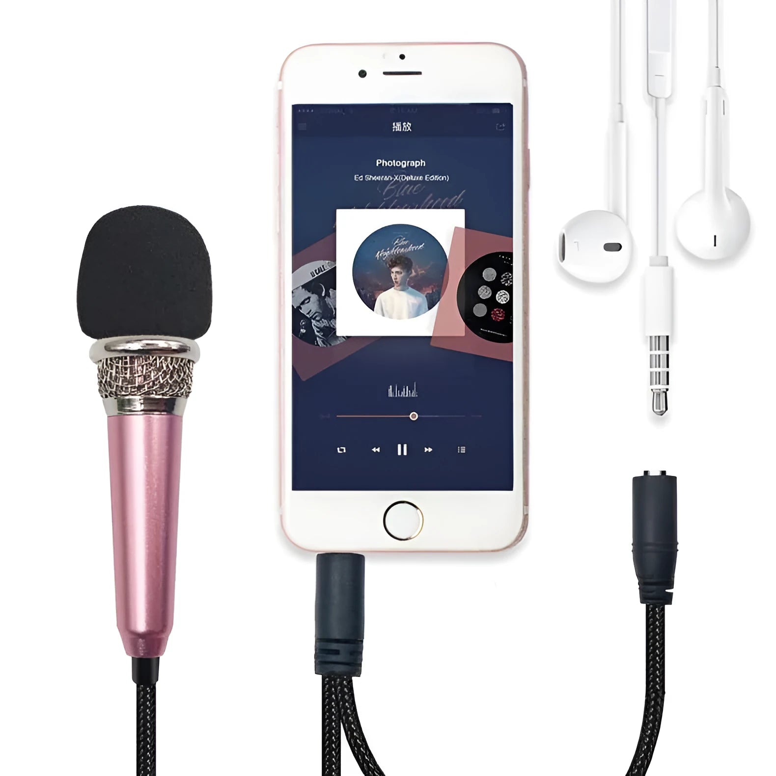 T3 mini condenser karaoke microphone with 3.5mm wired jack in blue, gold, red, or silver colour options