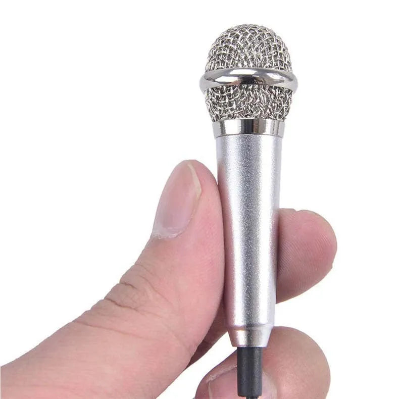 T3 mini condenser karaoke microphone with 3.5mm wired jack in blue, gold, red, or silver colour options