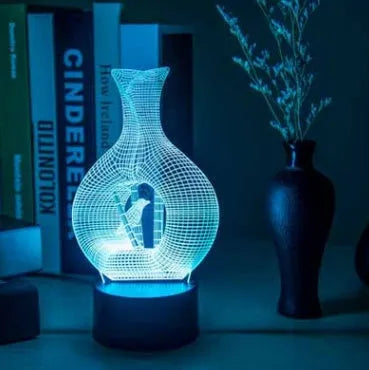 Creative 3D LED night light with acrylic plate on ABS base showing multi-colour illumination