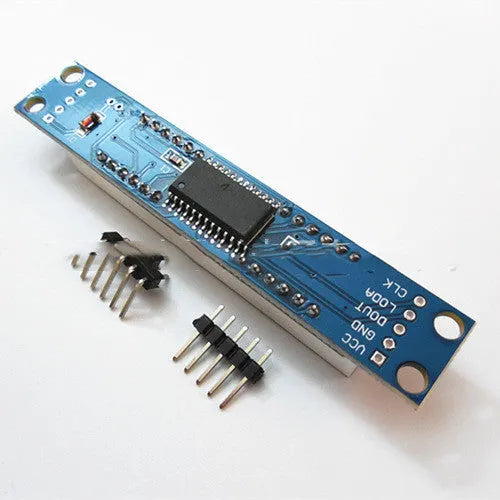 5V digital tube display module with blue and black housing, PCB construction, and 82 x 15 x 12mm shell