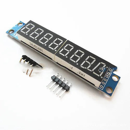 5V digital tube display module with blue and black housing, PCB construction, and 82 x 15 x 12mm shell
