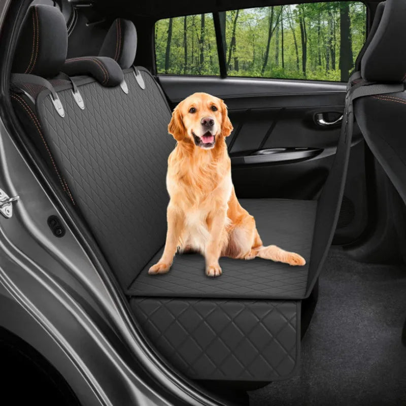 Waterproof Oxford cloth car rear pet dog cushion 137x147cm in orange with side wings for seat protection