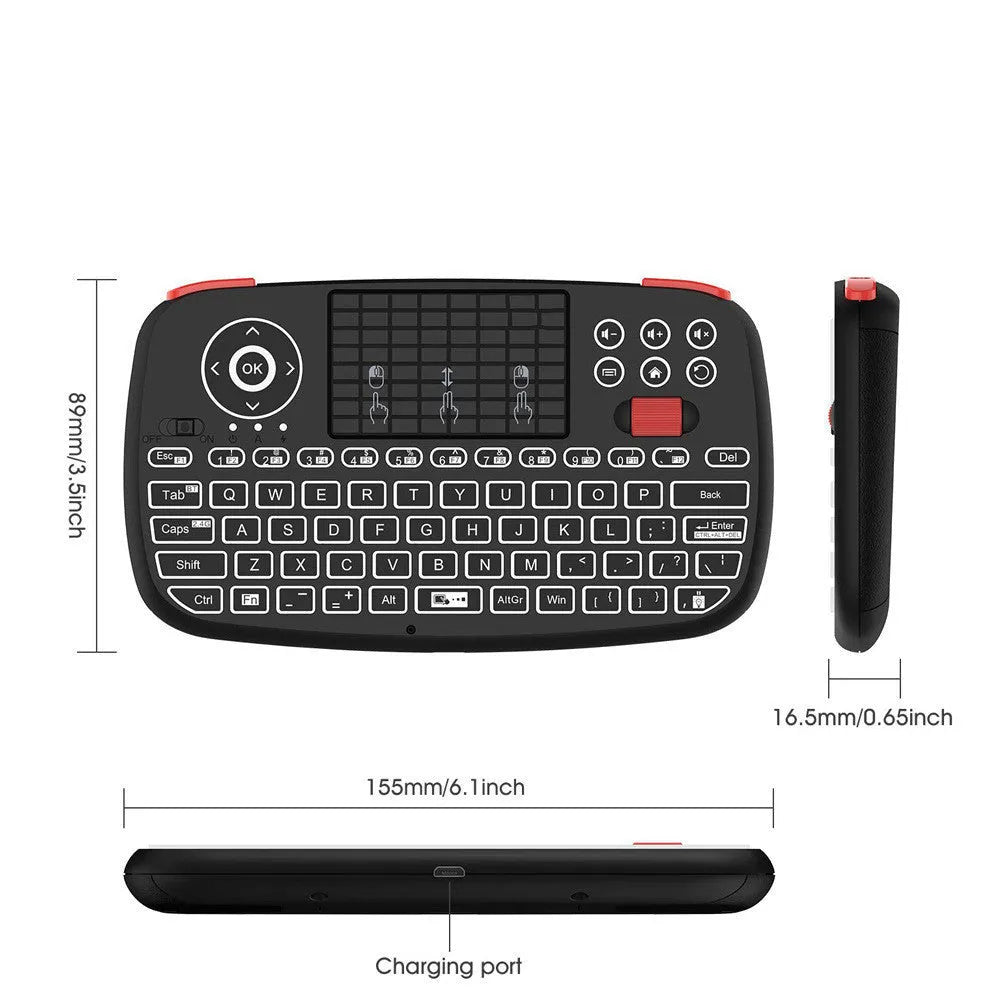 Black mini dual mode wireless Bluetooth keyboard for mobile phone and notebook with USB interface