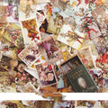 Retro collage message paper notecards with vintage designs in 35x50mm rectangular format