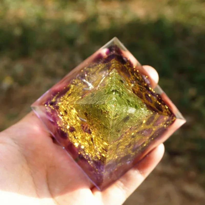 Premium Tiger's Eye Orgonite Pyramid for Harmonizing Energy