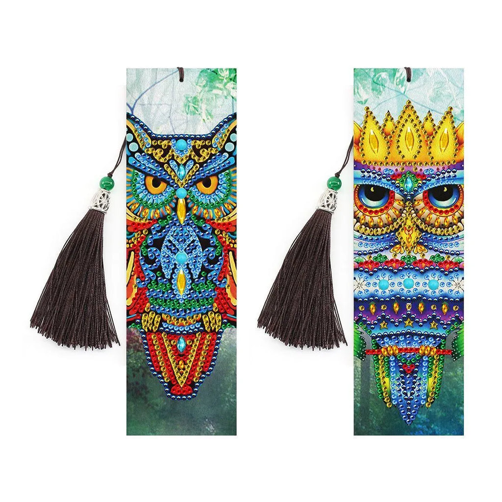 5D diamond painting DIY bookmark kit with pendant charm measuring 6x21cm