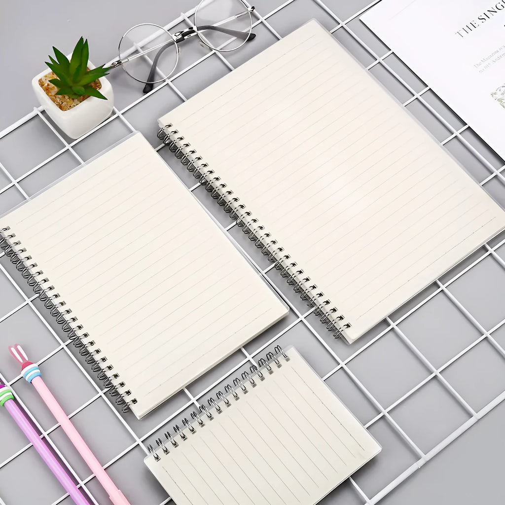 Coil-bound grid dot matrix notebook in A5 size with square ruling and PP matte cover