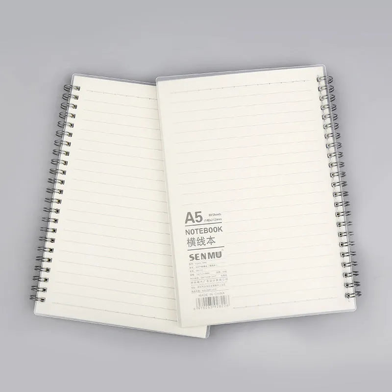 Coil-bound grid dot matrix notebook in A5 size with square ruling and PP matte cover
