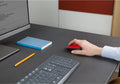 Small portable wireless mouse in red, 2.4GHz USB receiver, 1000dpi optical sensor