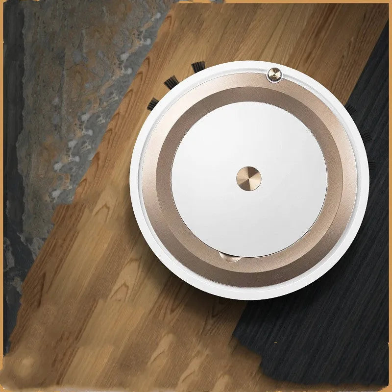 Intelligent robot vacuum cleaner, 29x29x7.5cm, silver or gold, with remote control and 1200mAh battery